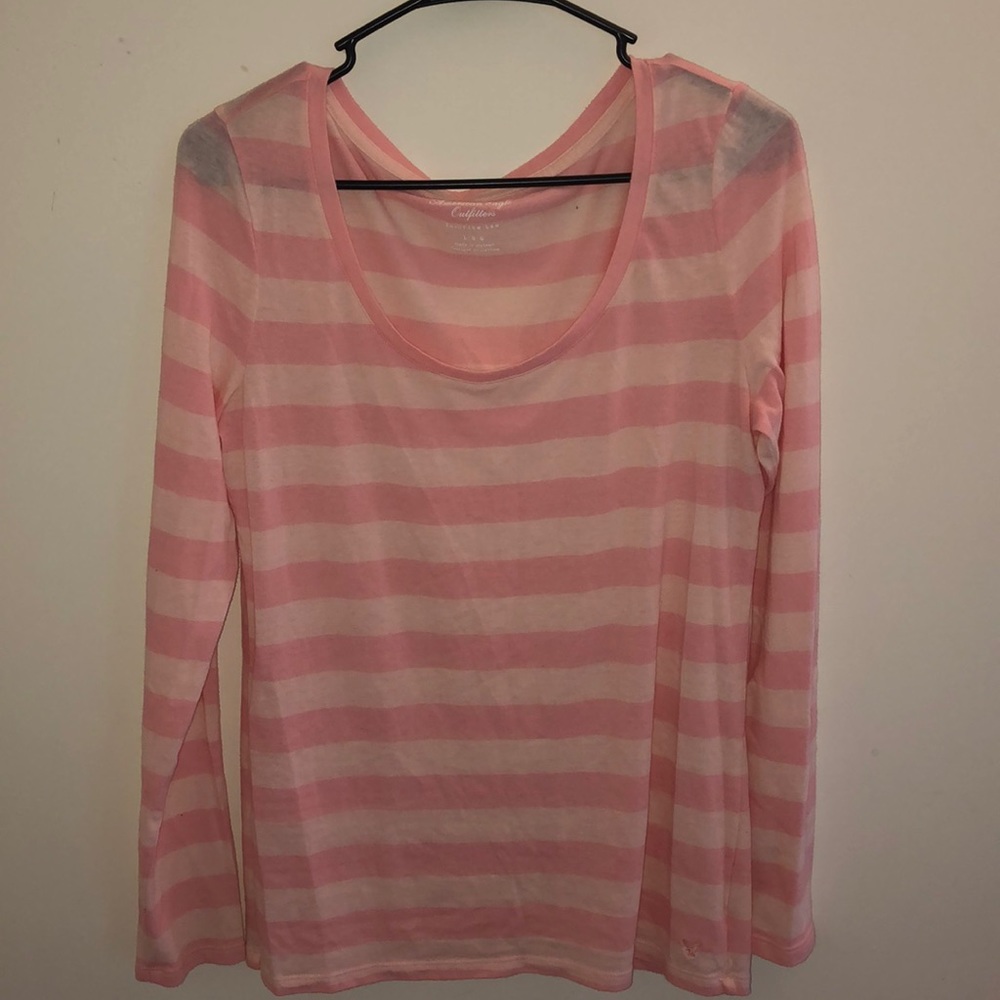 american eagle light pink favorite tee long sleeve